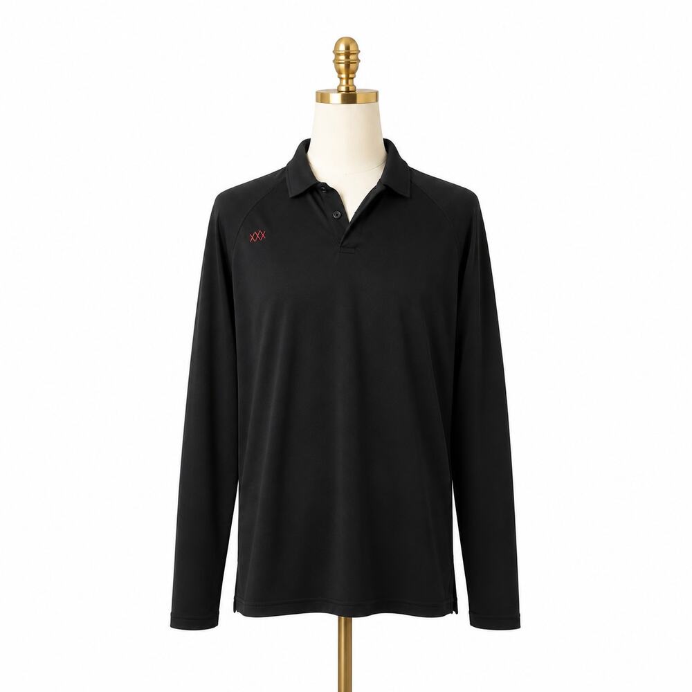 Rhone Delta Piqué Long Sleeve Polo Black Large